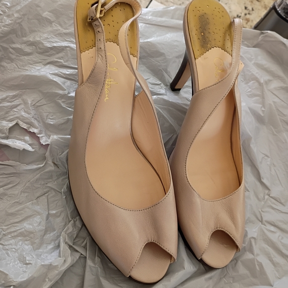 Cole Haan Soft Metallic Slingback Peep-Toe Heels Nike Air 10 - Picture 6 of 8